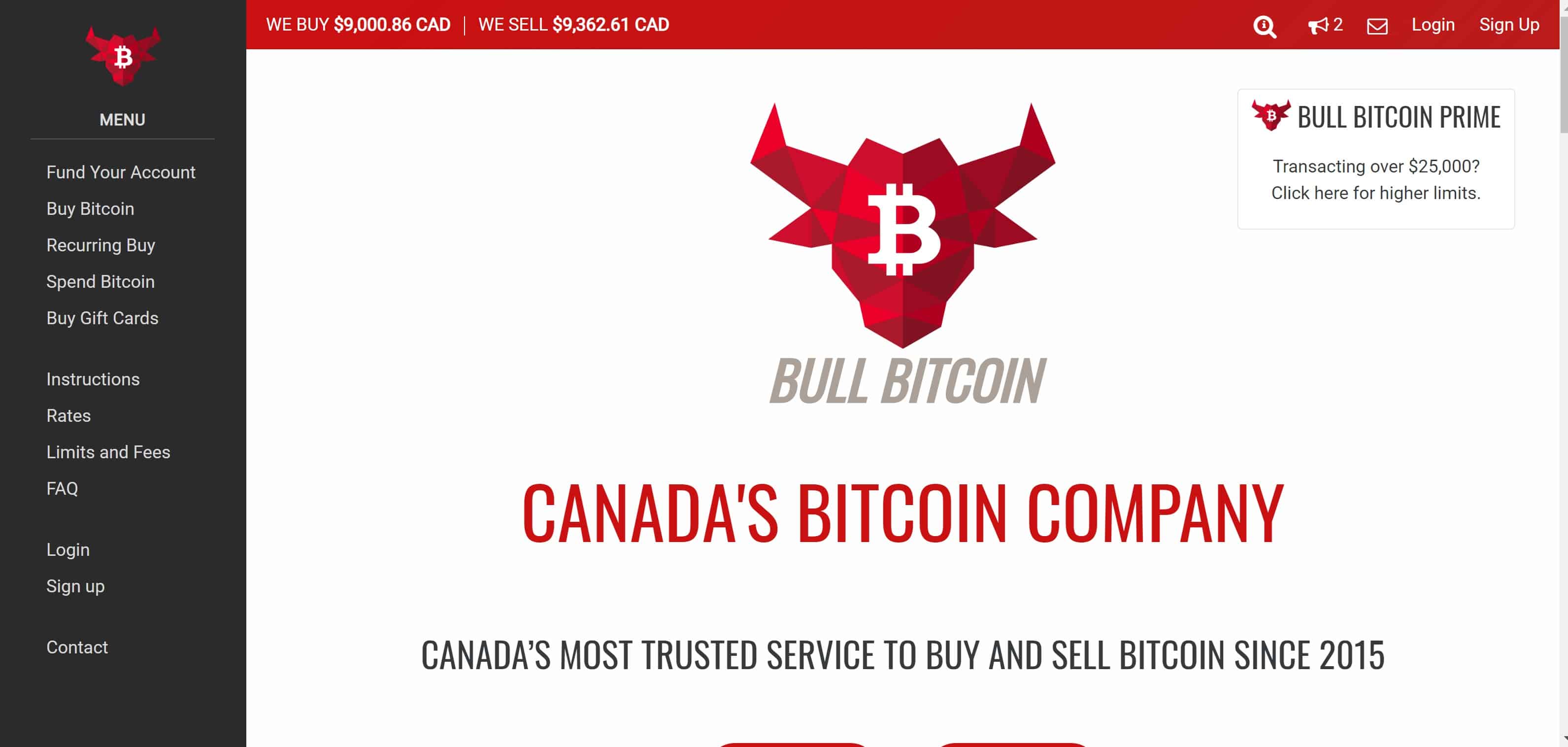 Site web de Bull Bitcoin