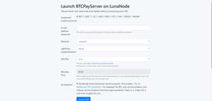 Réglage VM de BTCPayServer sur LunaNode