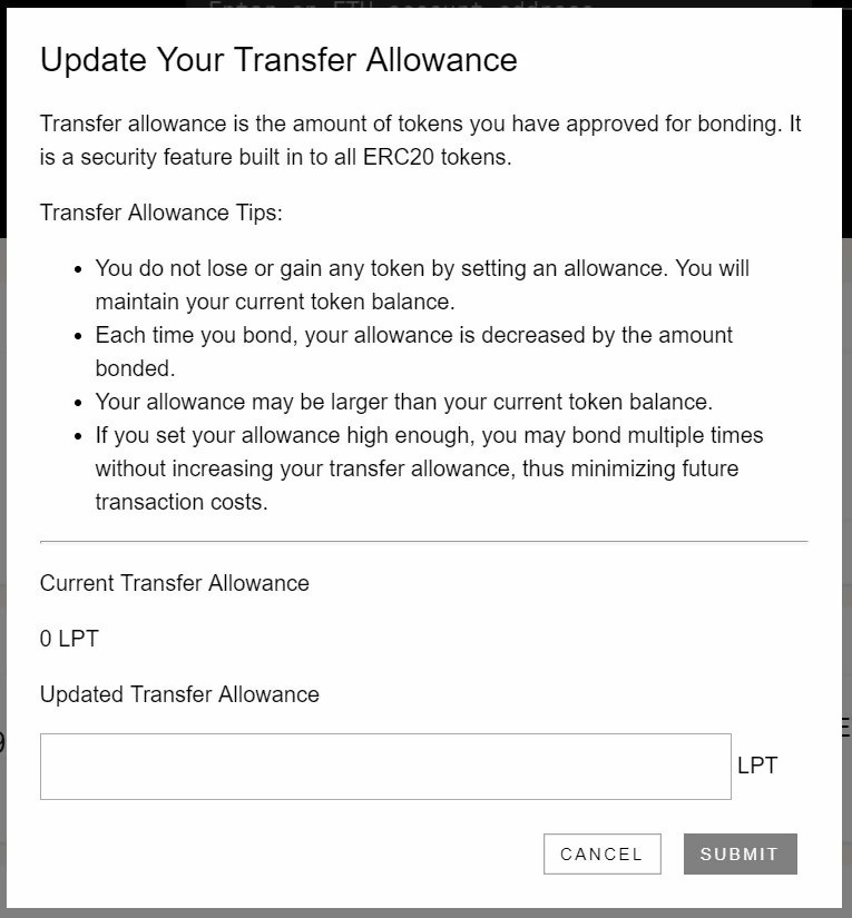 Mettre à jour votre allocation de transfert Livepeer