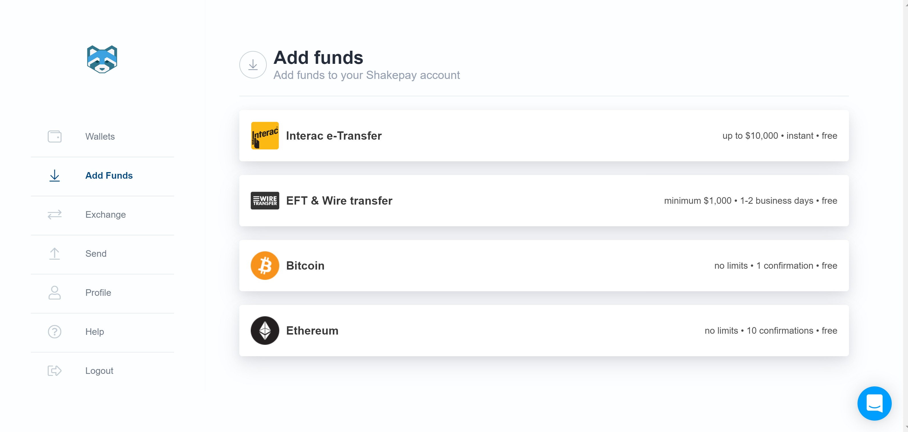 Shakepay Add Funds