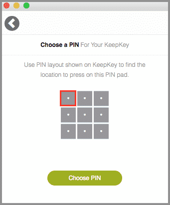 Choisissez un code PIN sur le KeepKey