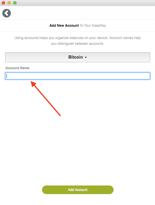 Choisissez un nom pour votre portefeuille sur votre KeepKey