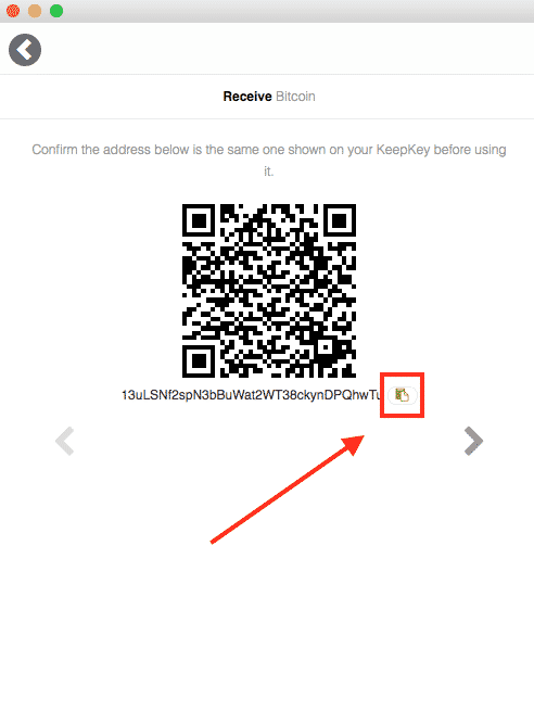 Copy crypto address on KeepKey