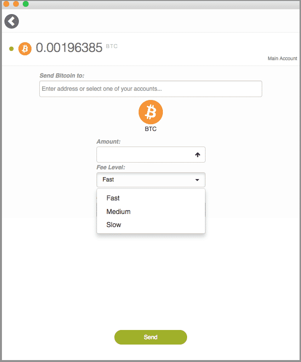 Choisissez les frais Bitcoin sur le KeepKey