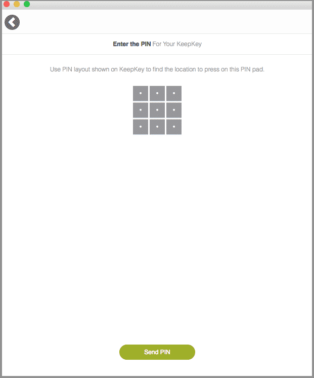 Enter KeepKey PIN