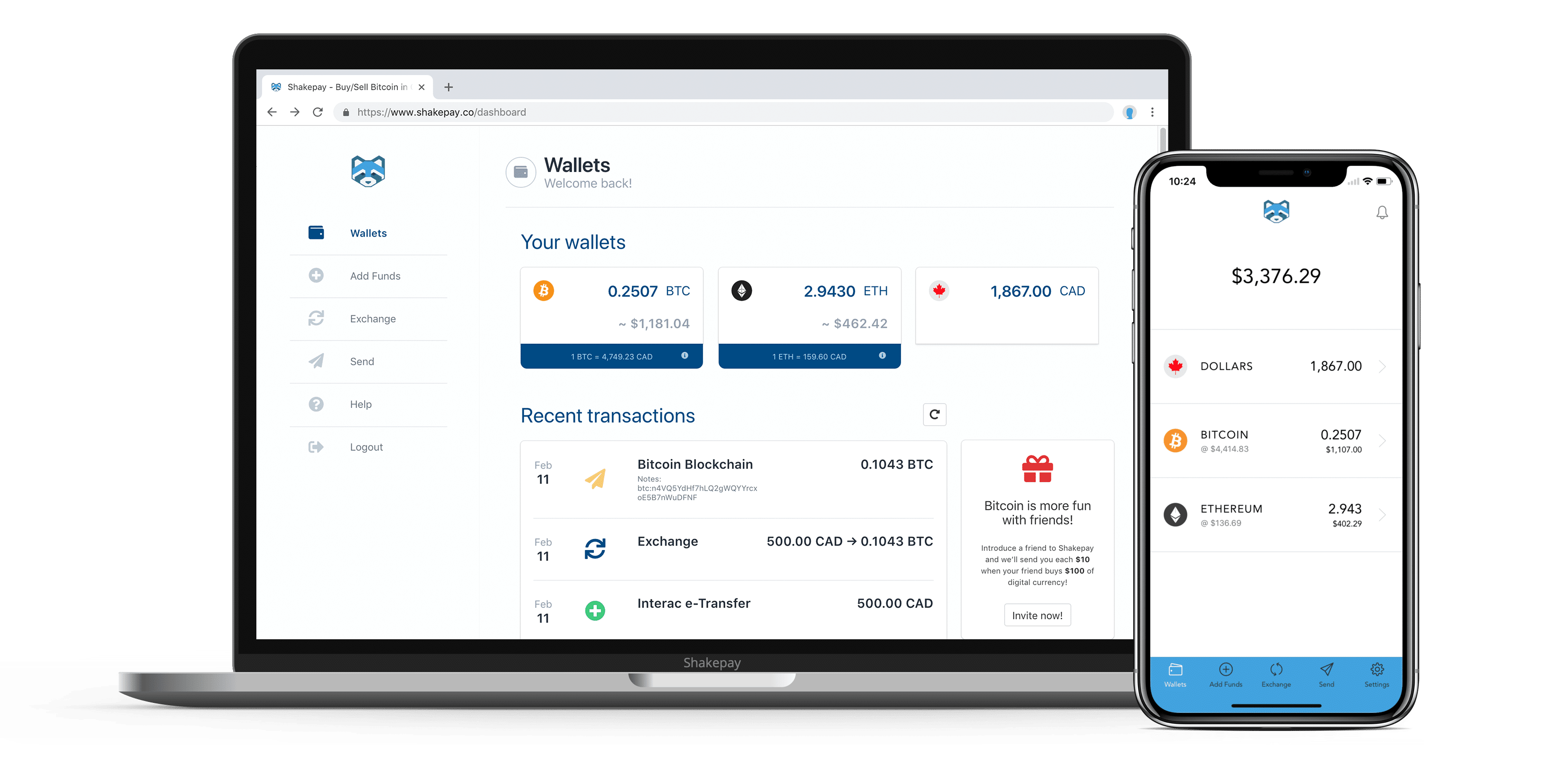 ShakePay on Laptop and iPhone ShakePay on Laptop and iPhone