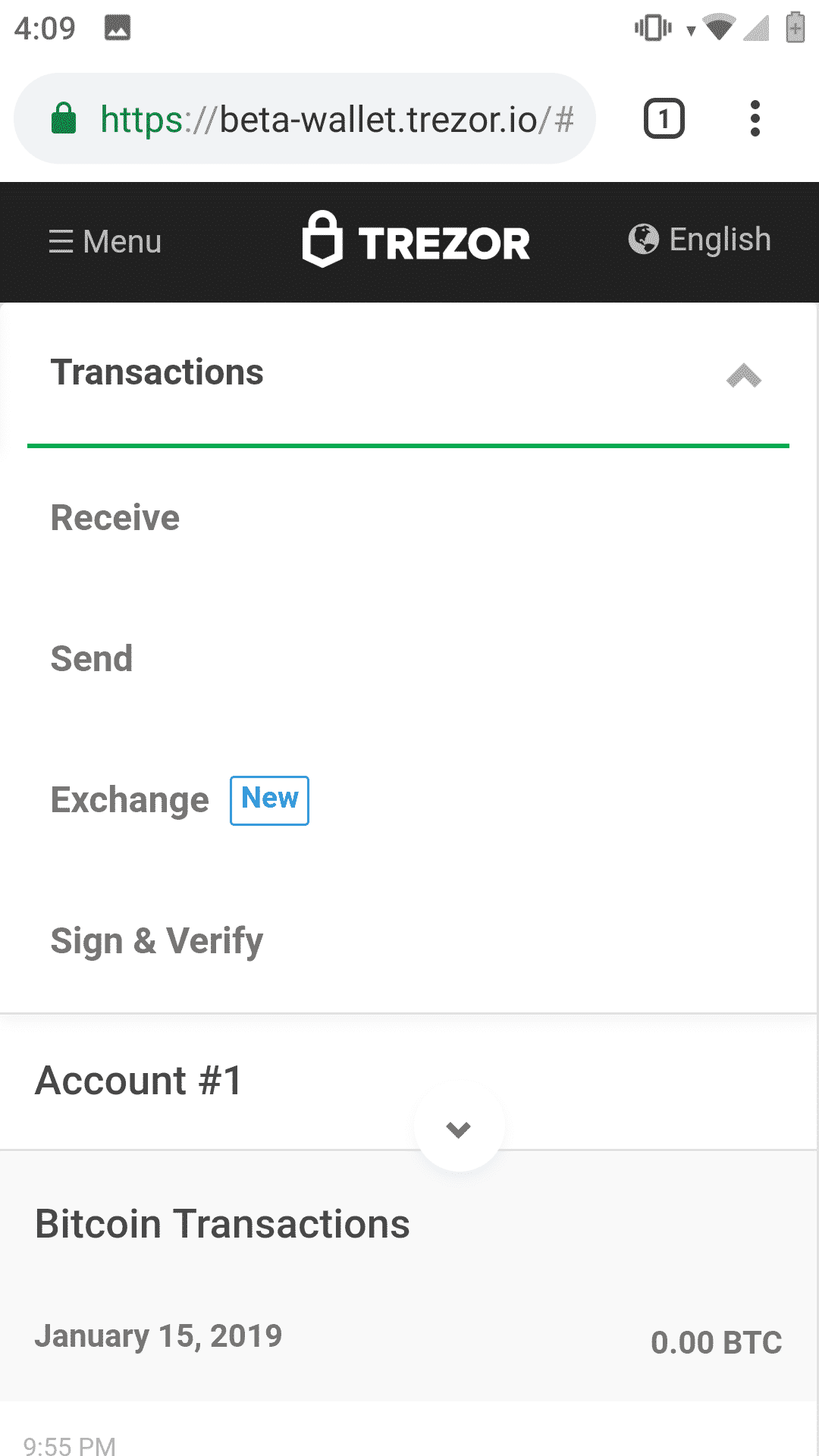 The transaction dropdown menu