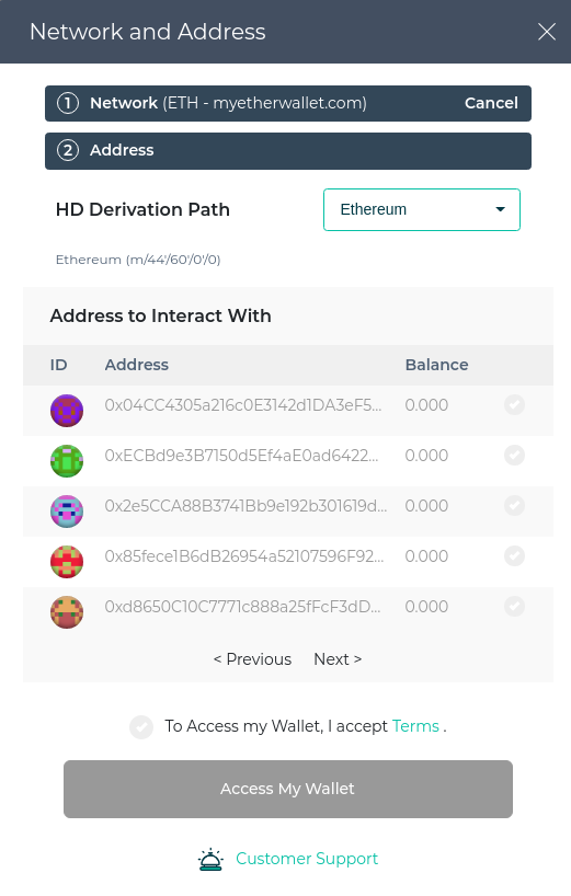 Trezor MEW Choose Address Trezor MEW Choose Address