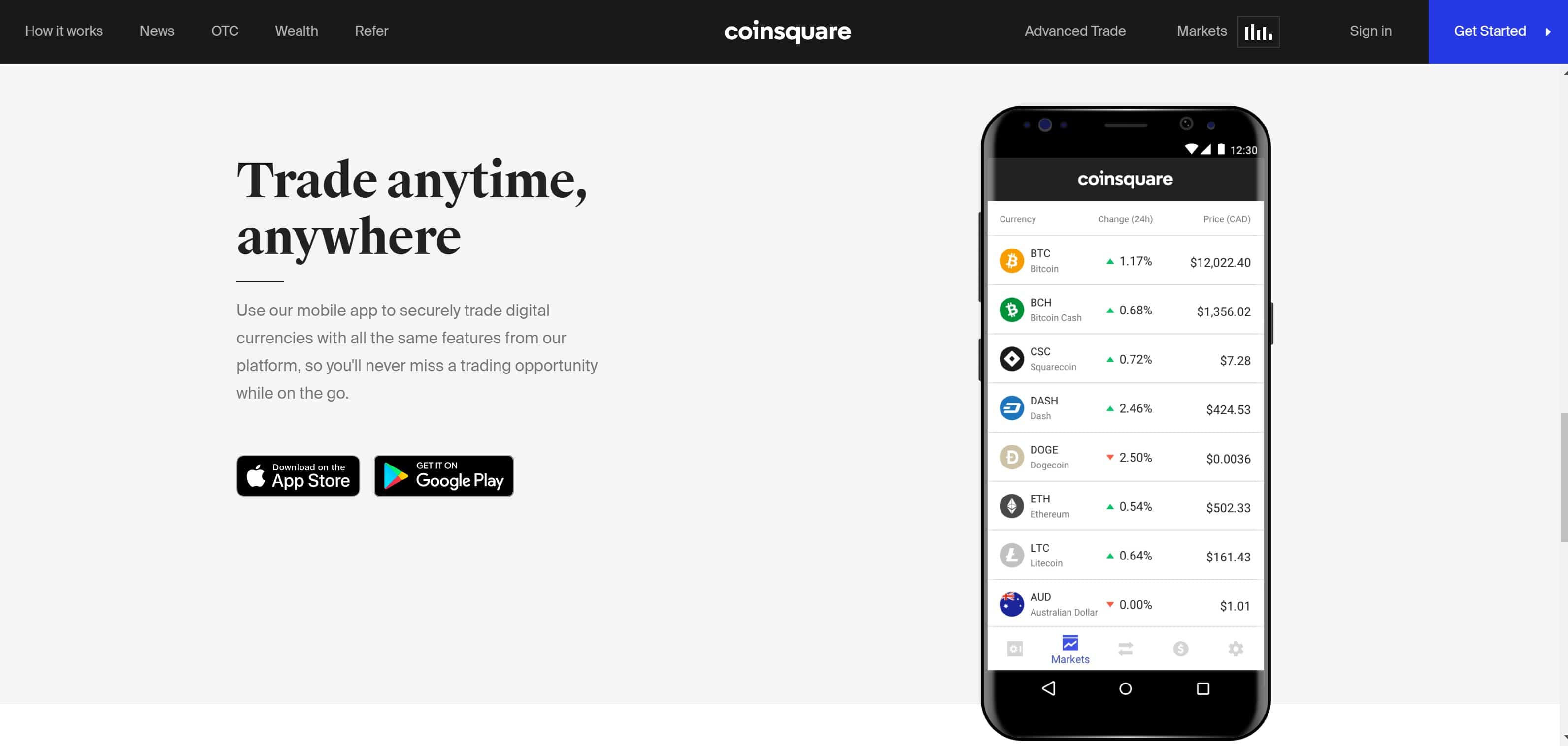 Coinsquare Mobile App