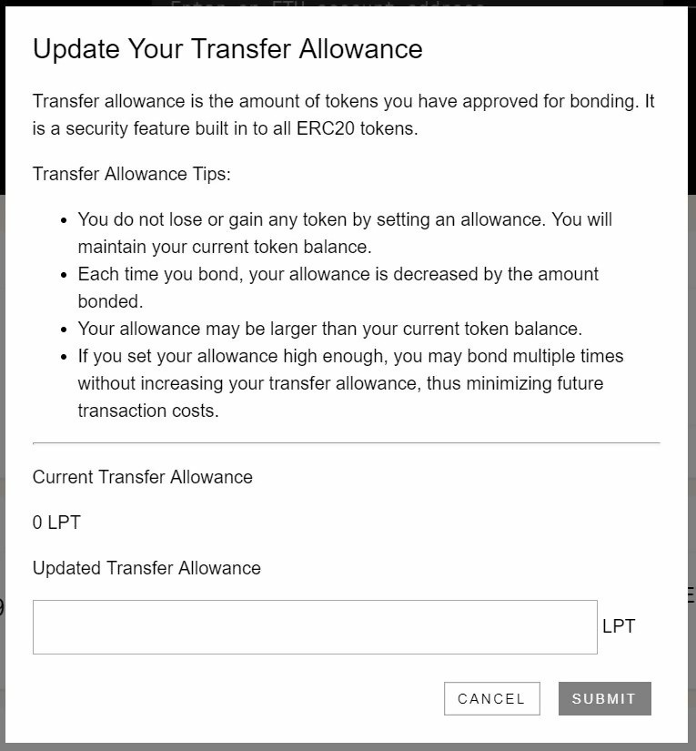 Livepeer Update Transfer Allowance